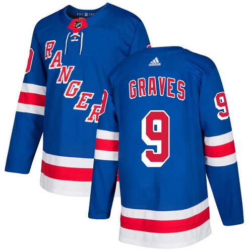 Adidas Men New York Rangers #9 Adam Graves Royal Blue Home Authentic Stitched NHL Jersey